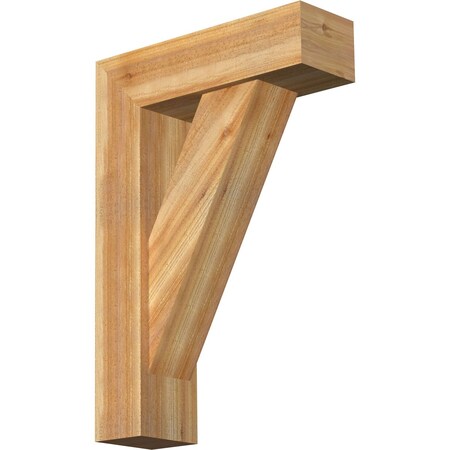 Ekena Millwork Traditional Block Rough Sawn Bracket w/ Offset Brace, Western Red Cedar, 8"W x 26"D x 38"H BKT0806X26X38TRA05RWR
